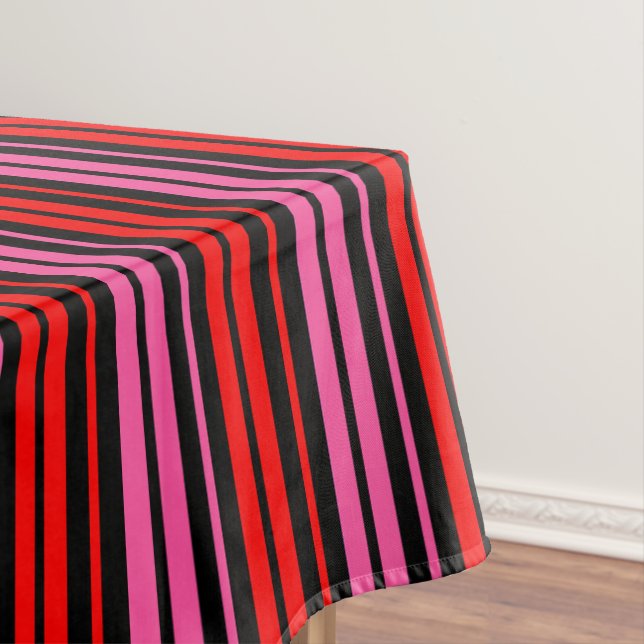 Black Red Pink Vertical Stripes Design Classic  Tablecloth (In Situ)