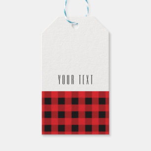 Black Red Plaid Buffalo Chequered Pattern Modern Gift Tags