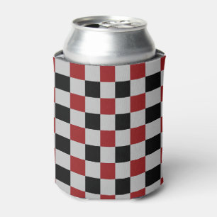 Black & Red Plaid Checked - Can Cooler