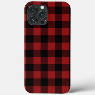 Black & Red Plaid Checked - Elegant iPhone 13 Pro Max Case