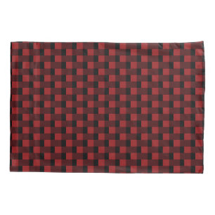 Black Red Plaid Checked Pillow Case