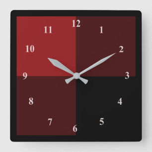 Black & Red Plaid Checked - Square Wall Clock
