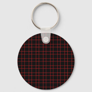 Black Red Plaid Key Ring