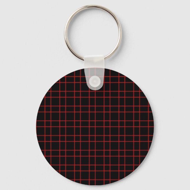 Black Red Plaid Key Ring (Front)