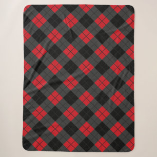 Black Red Plaid Sherpa Blanket
