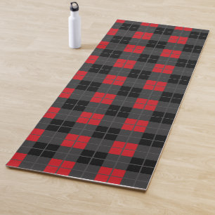 Black Red Plaid Yoga Mat