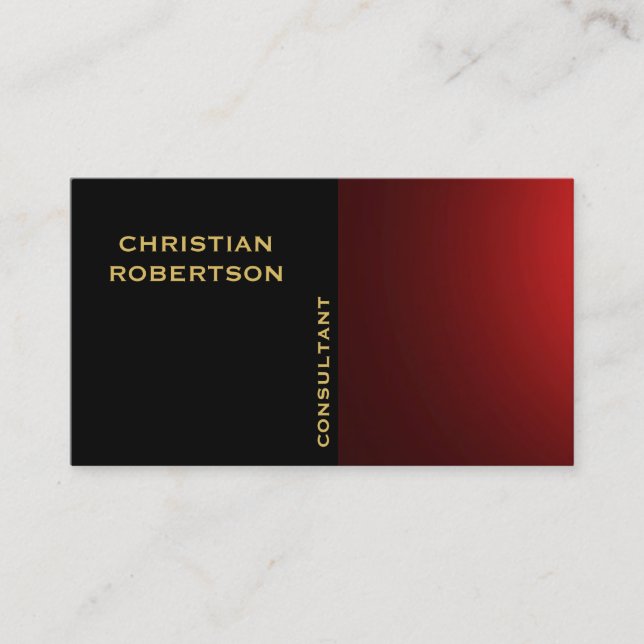 Black Red Plain Modern Consultant Business Card (Front)
