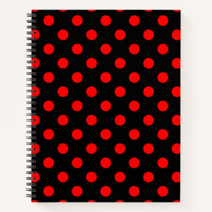 Black Red Polka Dots Design  Notebook
