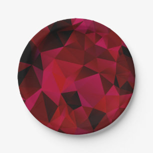 Black red, polygonal paper plate
