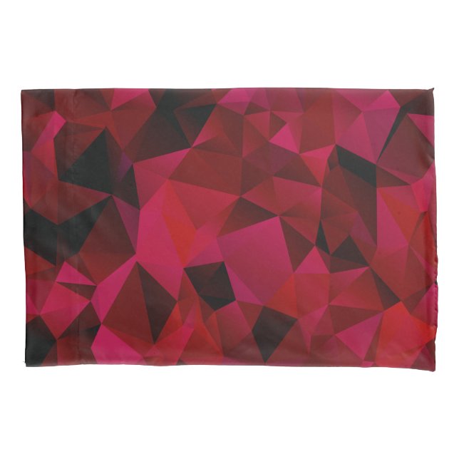 Black red, polygonal  pillowcase (Front)