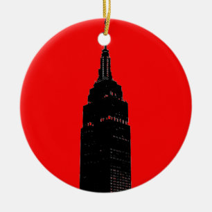 Black & Red Pop Art New York City Ceramic Tree Decoration