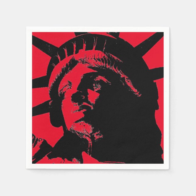 Black & Red Pop Art Statue of Liberty Napkin (Front)