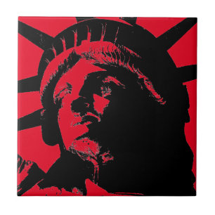 Black & Red Pop Art Statue of Liberty Tile