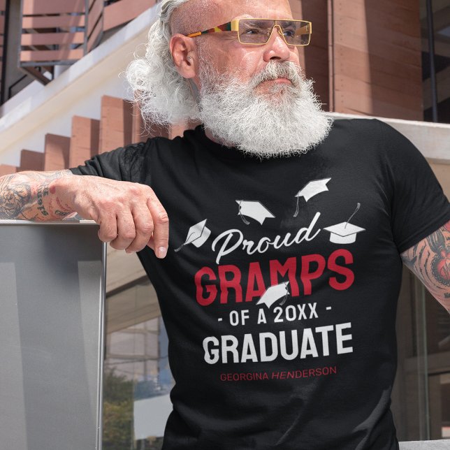 Black Red Proud Gramps 2025 Graduate T-Shirt (Creator Uploaded)