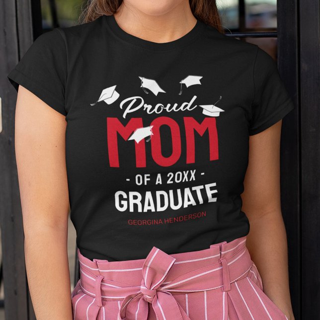 Black Red Proud Mum 2025 Graduate T-Shirt (Creator Uploaded)