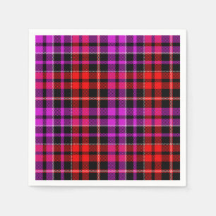 Black Red Purple Plaid Tartan Design Napkin
