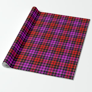 Black Red Purple Plaid Tartan Design  Wrapping Paper