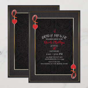 Black & Red Queen of Hearts Bridal Shower Invitation