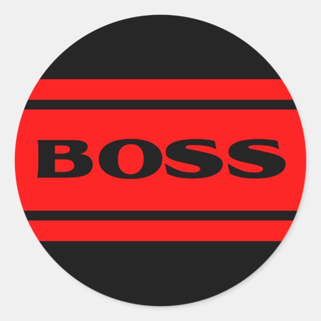 Black Red Race Stripes Boss Sticker (Front)