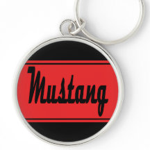 Black Red Racing Stripe Muscle Car Keychain
