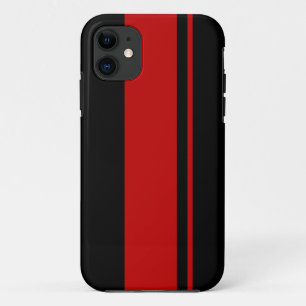 Black & Red Racing Stripes - Race Car Inspired iPhone 11 Case