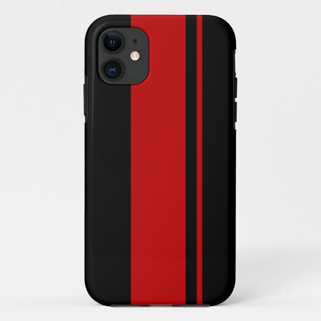 Black & Red Racing Stripes - Race Car Inspired Case-Mate iPhone Case (Back)