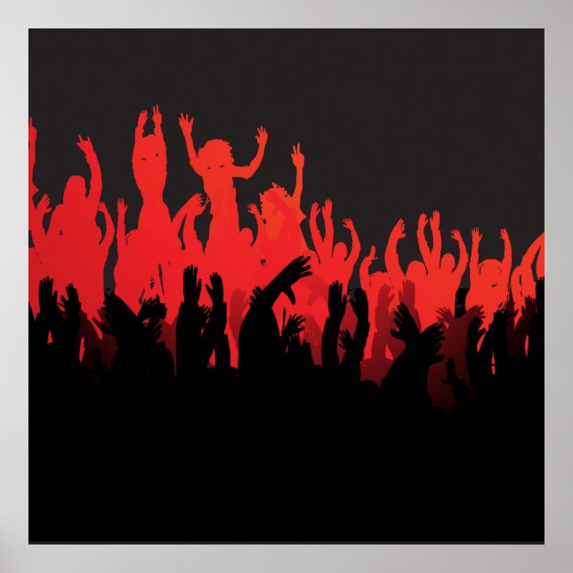 Black Red Rave Dance Music Poster (Front)