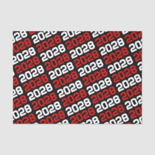 Black & Red Repeating Class Year Graduation Tissue Paper