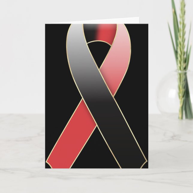 Black & Red Ribbon Awareness Blank Greeting Card (Front)
