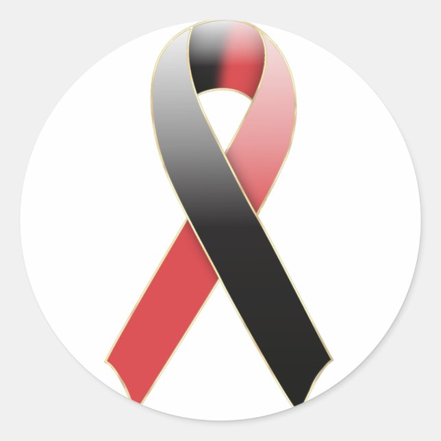 Black & Red Ribbon Awareness Sticker (Front)
