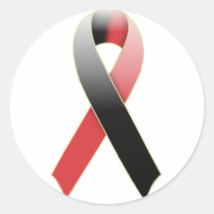 Black & Red Ribbon Awareness Sticker