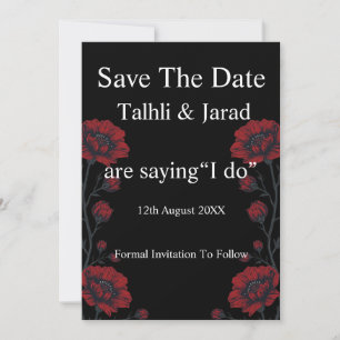 Black & Red Roses Gothic Save The Date  Invitation