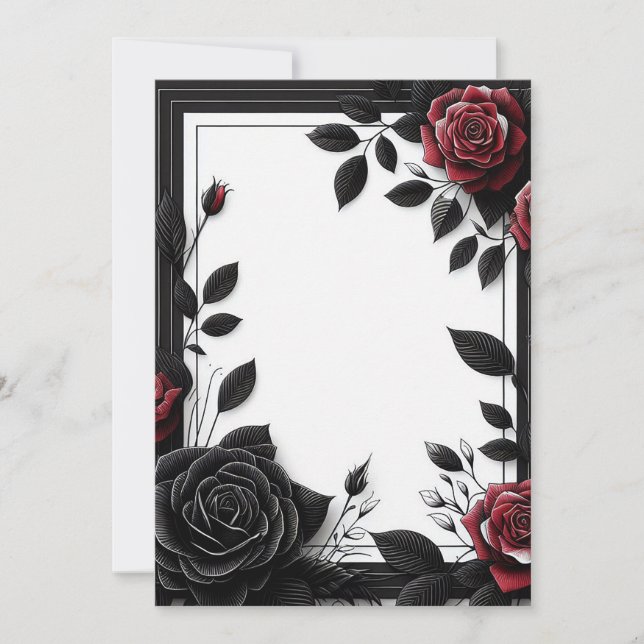 Black & Red Roses Invitation (Front)