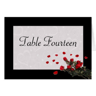 Black & Red Roses - Wedding table number cards