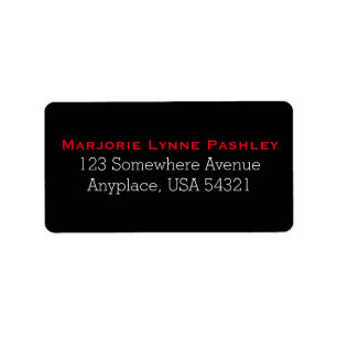 Black Red Simple Plain Address Labels