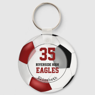 black red simple soccer ball girl team spirit key ring