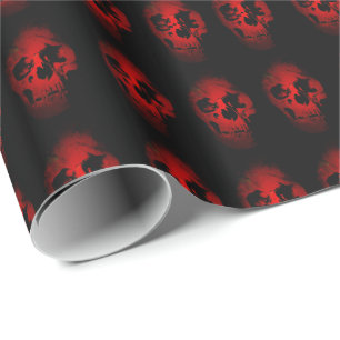 Black & Red Skull Fantasy Art Heavy Metal Rock Wrapping Paper