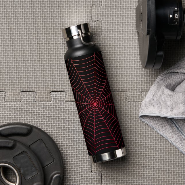 Black red spider web Halloween pattern Water Bottle (Gym)