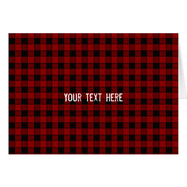 Black & Red Square Chequered Plaid Fold Card (Front Horizontal)