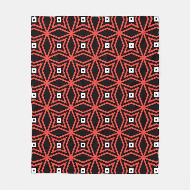 Black Red Star Gothic Geometric Classic Pattern Fleece Blanket (Front)