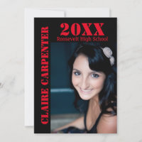 Black/Red Stencil Letters - Grad Announcement