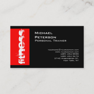 Black Red Striped Fitness Sport Business Card
