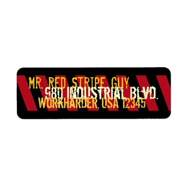 Black Red Striped Return Address Shipping Label (Front)