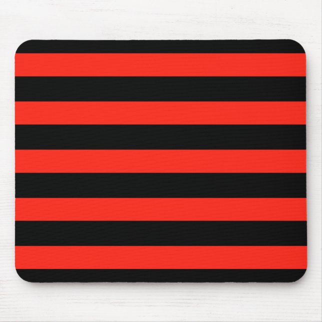Black & Red Stripes Mouse Mat (Front)