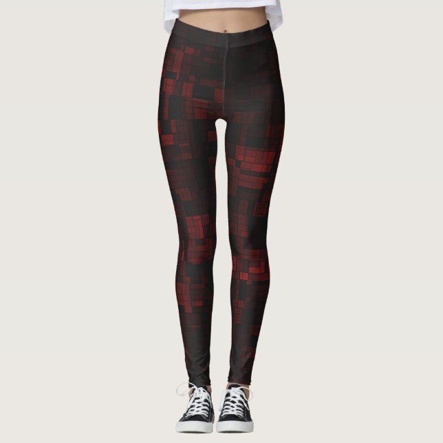 Black Red Subtle Play On Colour Women's Comfort Leggings (Front)