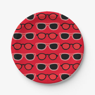 Black Red Sunglasses Summer Birthday Paper Plate