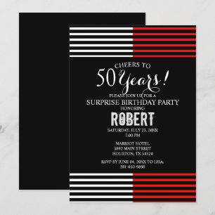 Black & Red Surprise Birthday Party Invitation
