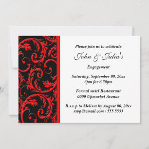 Black red swirl engagement anniversary PERSONALIZE Invitation