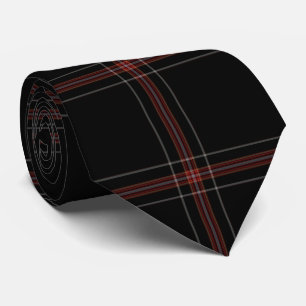 Black Red Tartan Plaid Flannel Tie