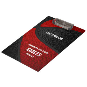 black red team colours basketball coach name clipboard